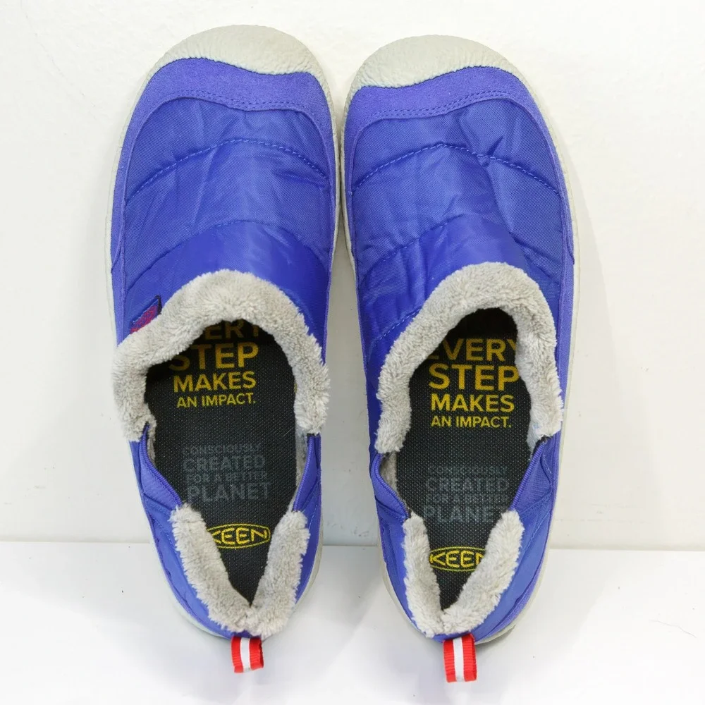 KEEN Howser Puffer Slippers Shoes Quilted Fleece Lined Cozy Warm Blue Big Kids 5